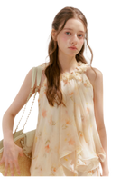 Chiffon Floral Halter Long Dress