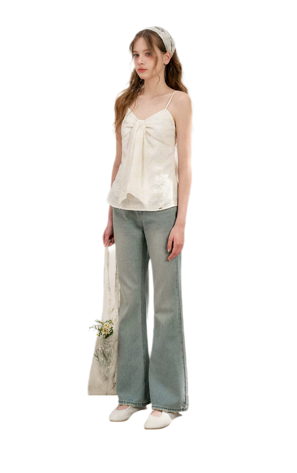 Lace Trim Flare Jeans