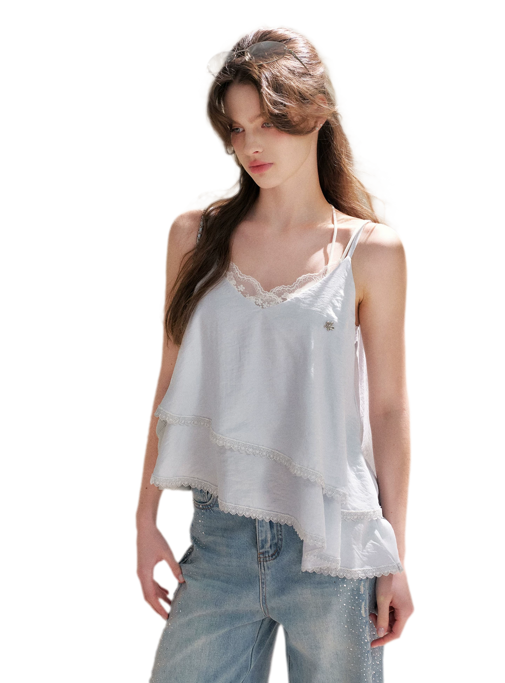 Asymmetrical Lace V-Neck Camisole