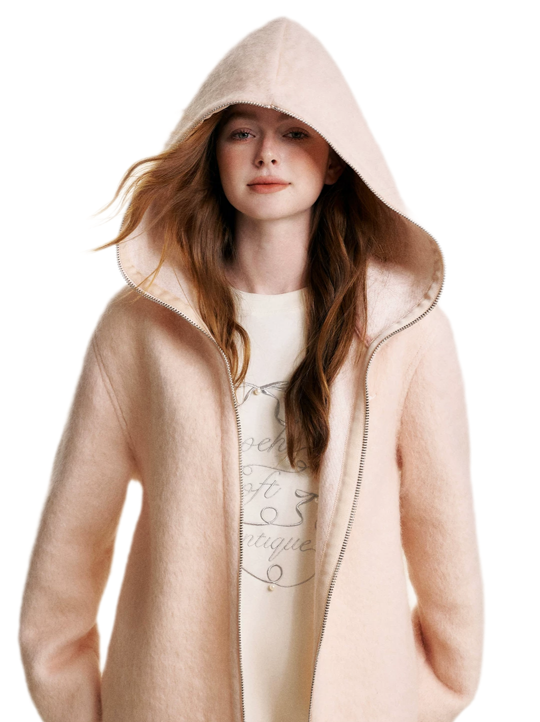 Soft Wool Hooded Jacket