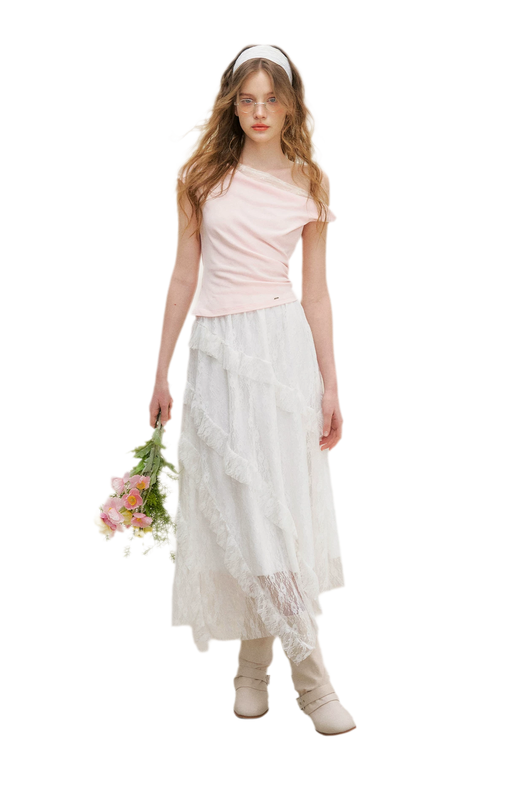 Asymmetric Lace Short Sleeve T-Shirt