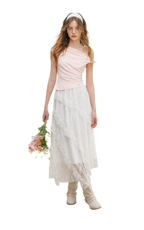 Asymmetric Lace Short Sleeve T-Shirt