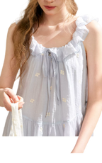 Tencel Embroidered Ruffle A-line Dress