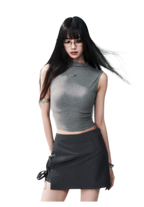Grey Tie Low-Rise Skort