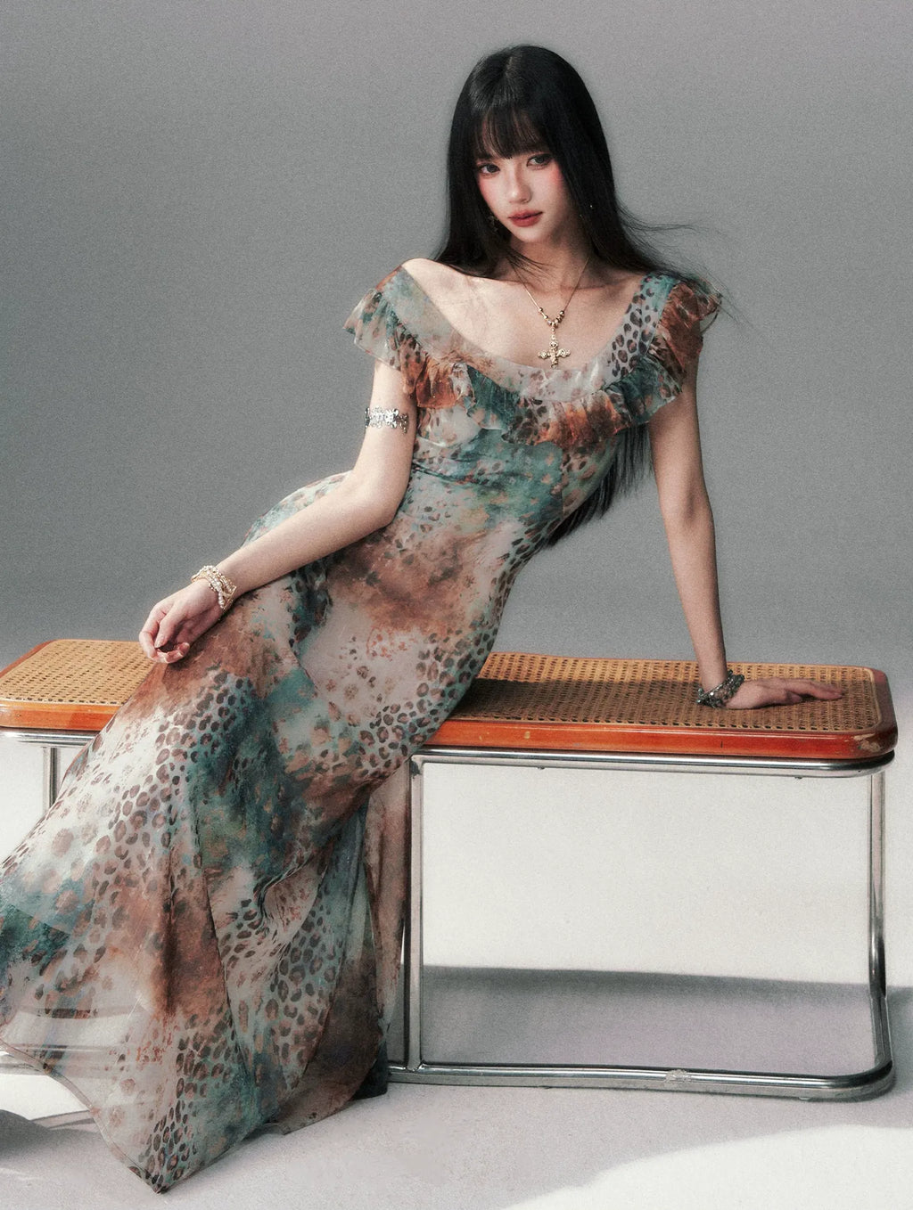 Sea Salt Leopard Chiffon Dress