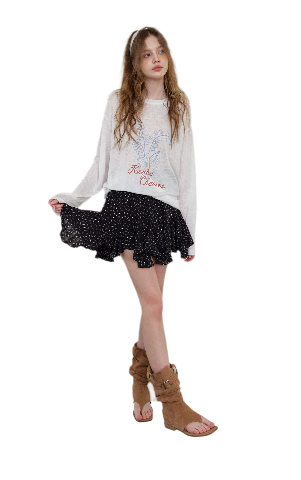 Hand-Drawn Floral Sun Protection Pullover