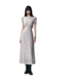 Fog Blue Floral Maxi Dress