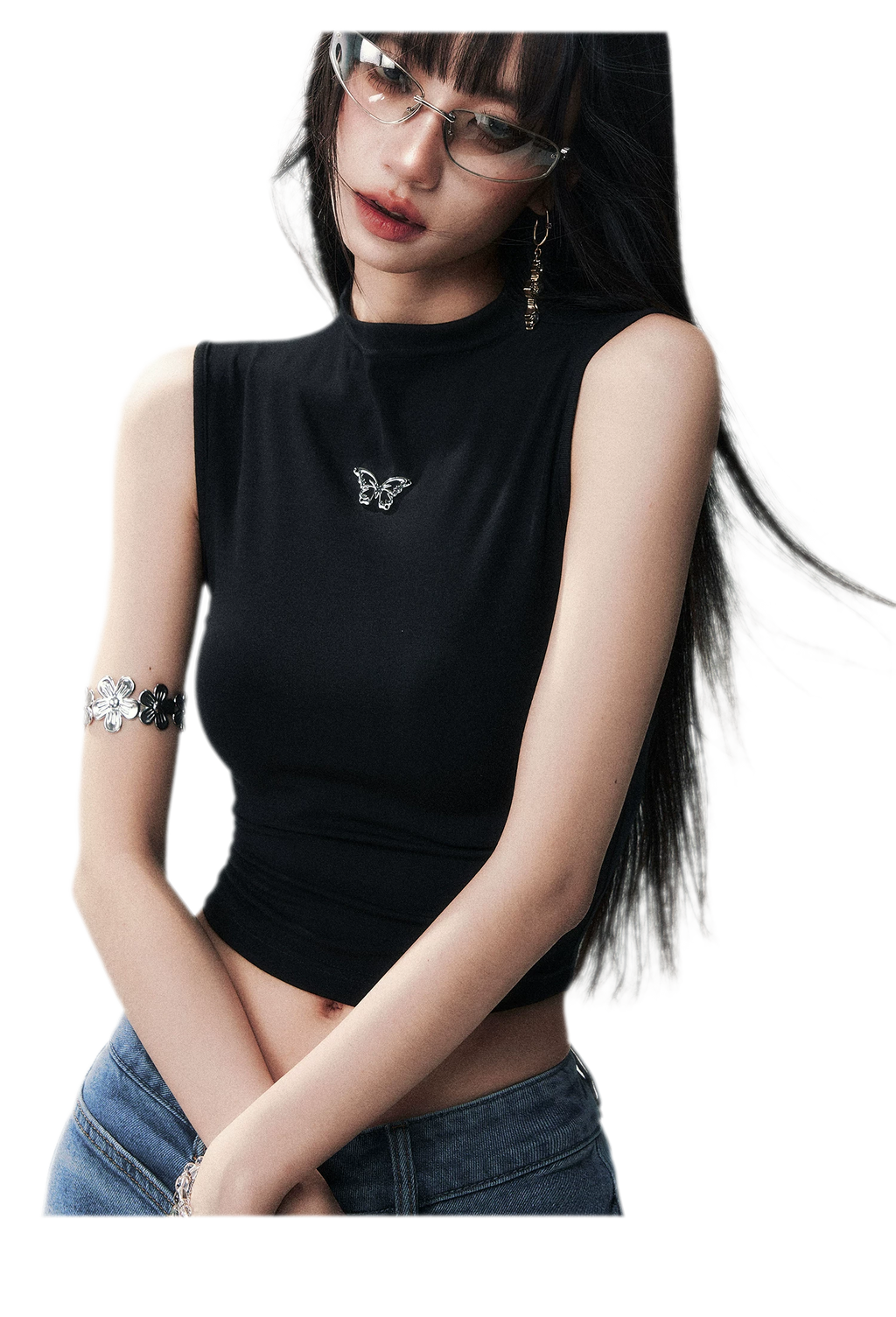 Sleeveless High Neck Tee