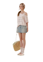 Shiny Denim A-line Skirt