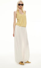 Modal Draped Halter Top with Pearl Neckline