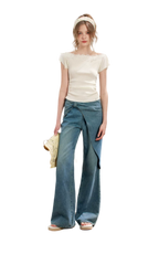 Soft Cotton Wide-Leg Jeans with Bow Detail