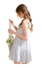 Tencel Embroidered Ruffle A-line Dress