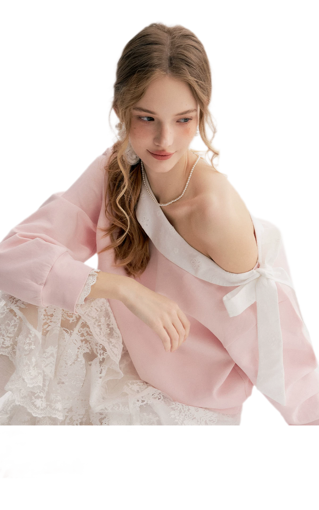 Balletcore Lace Collar Sweatshirt