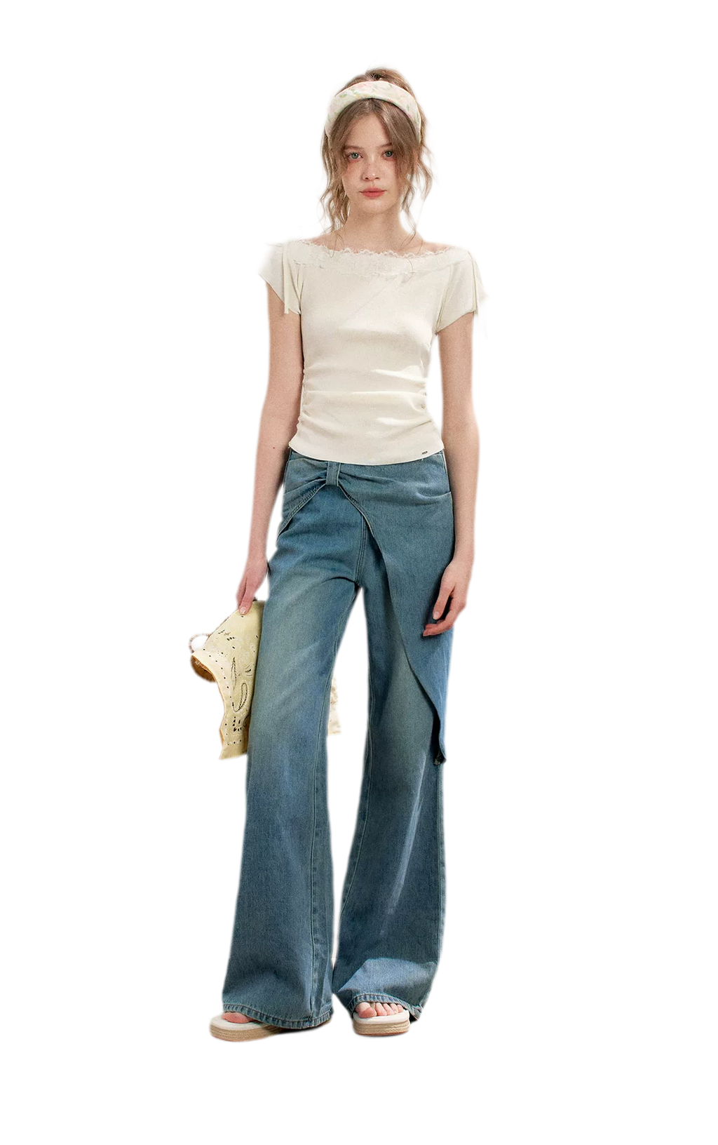 Lace Knit Denim Set
