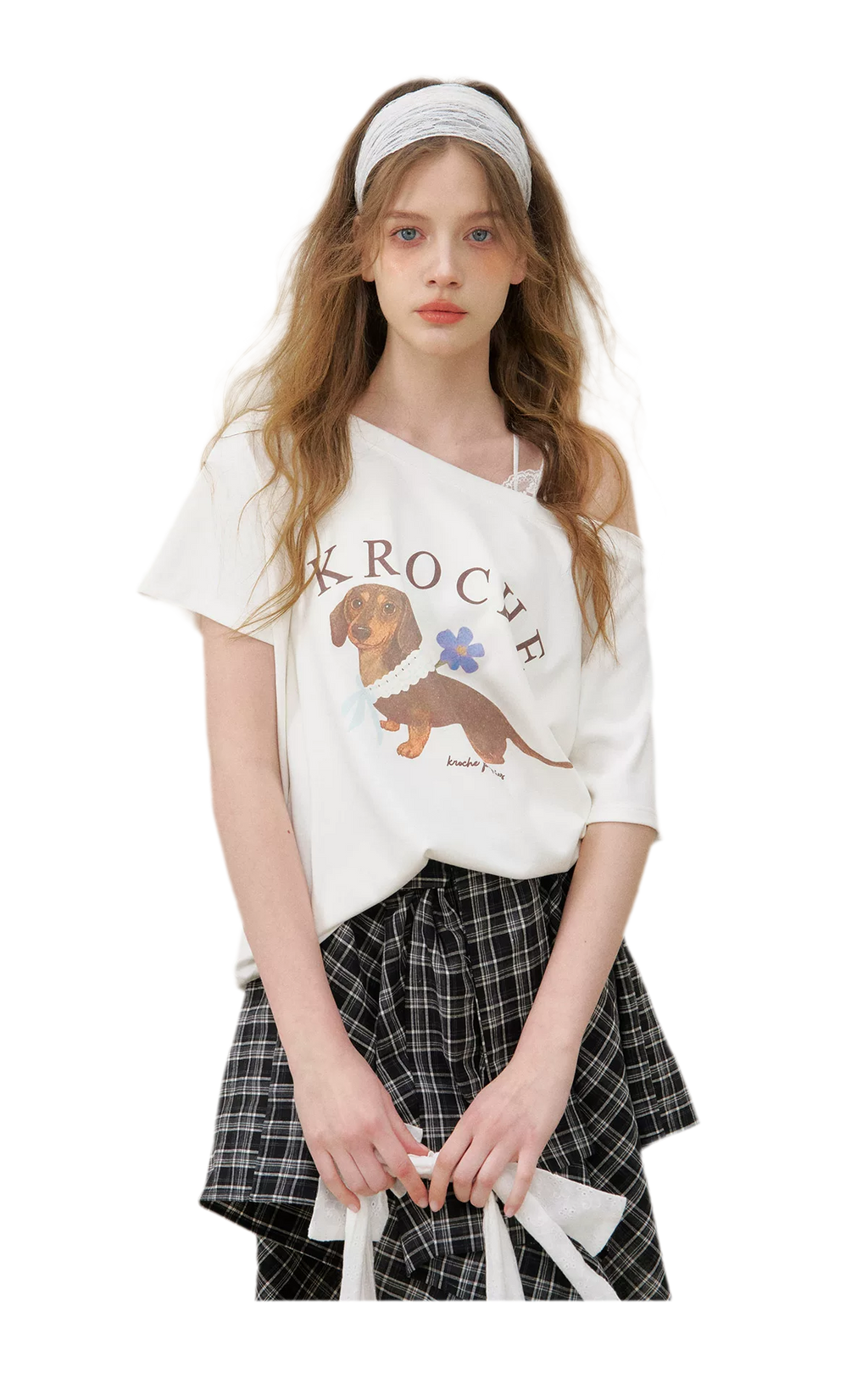 Asymmetric Lace Patchwork Plaid Skirt/Top