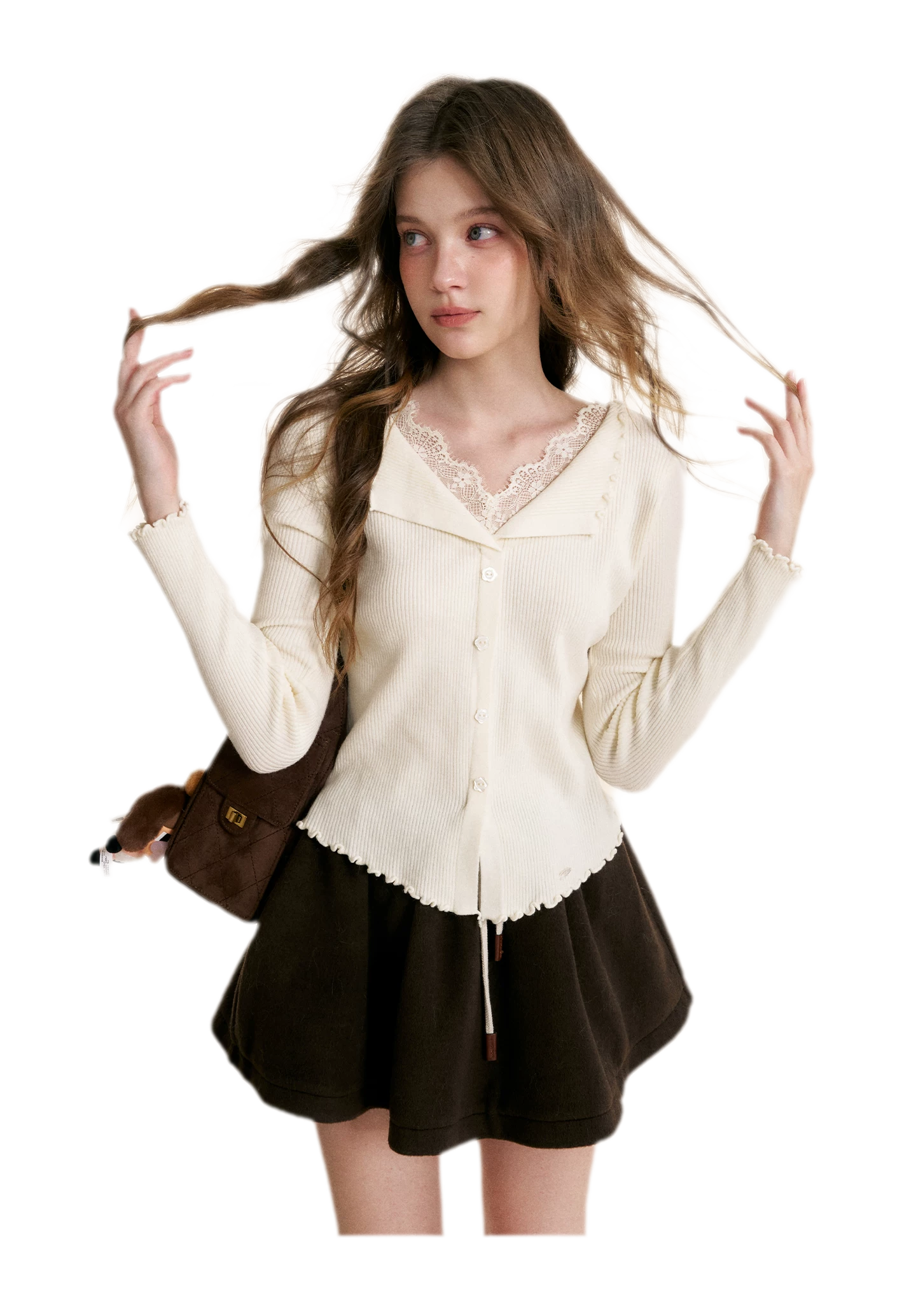 Lace Trim Knit Cardigan