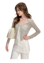 Alpaca Trim Cropped Cardigan