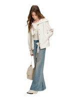 Lace-Trimmed Wide-Leg Denim Pants