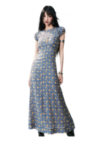 Blue Floral Tencel Dress