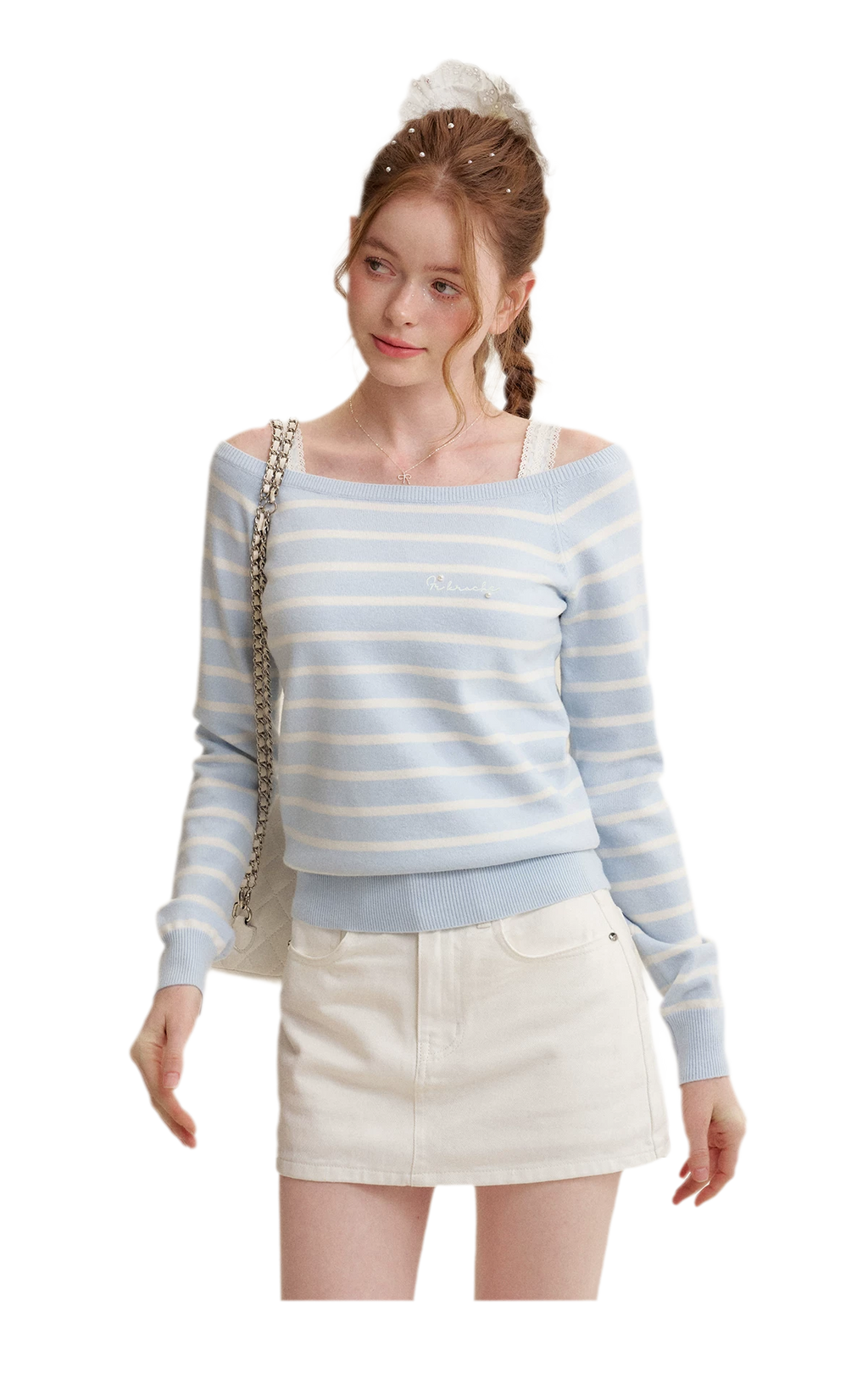 Bow A-Line Denim Skirt