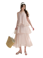 Chiffon Floral Halter Long Dress