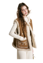 Shearling Floral Embroidered Vest