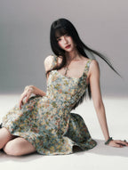Jacquard Floral Short Dress