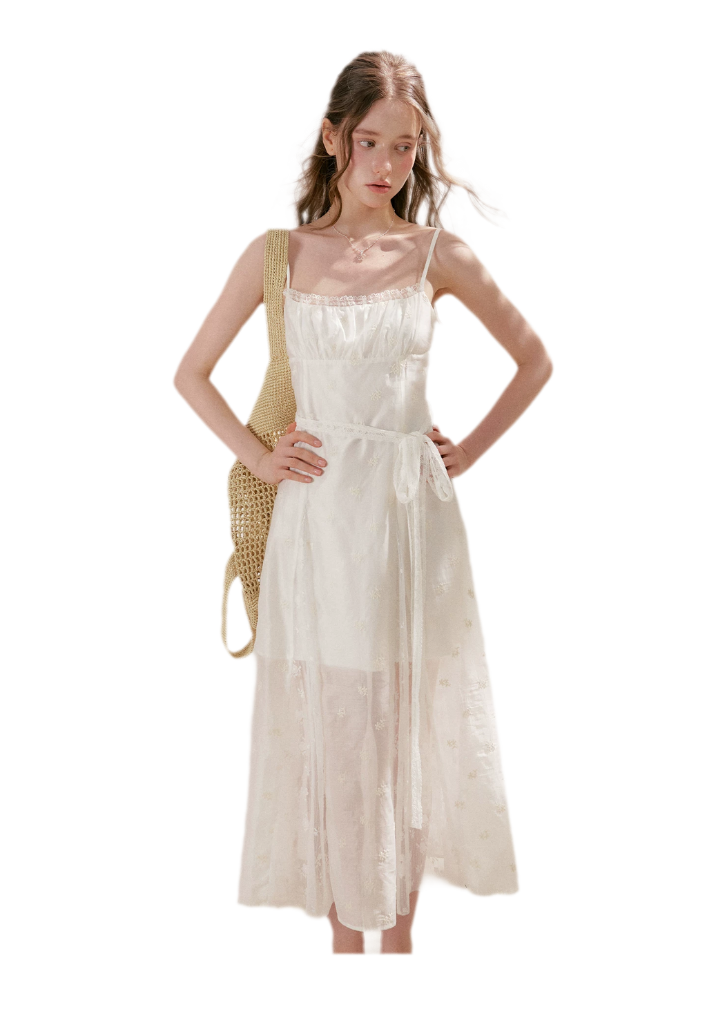 French Embroidered A-line Dress