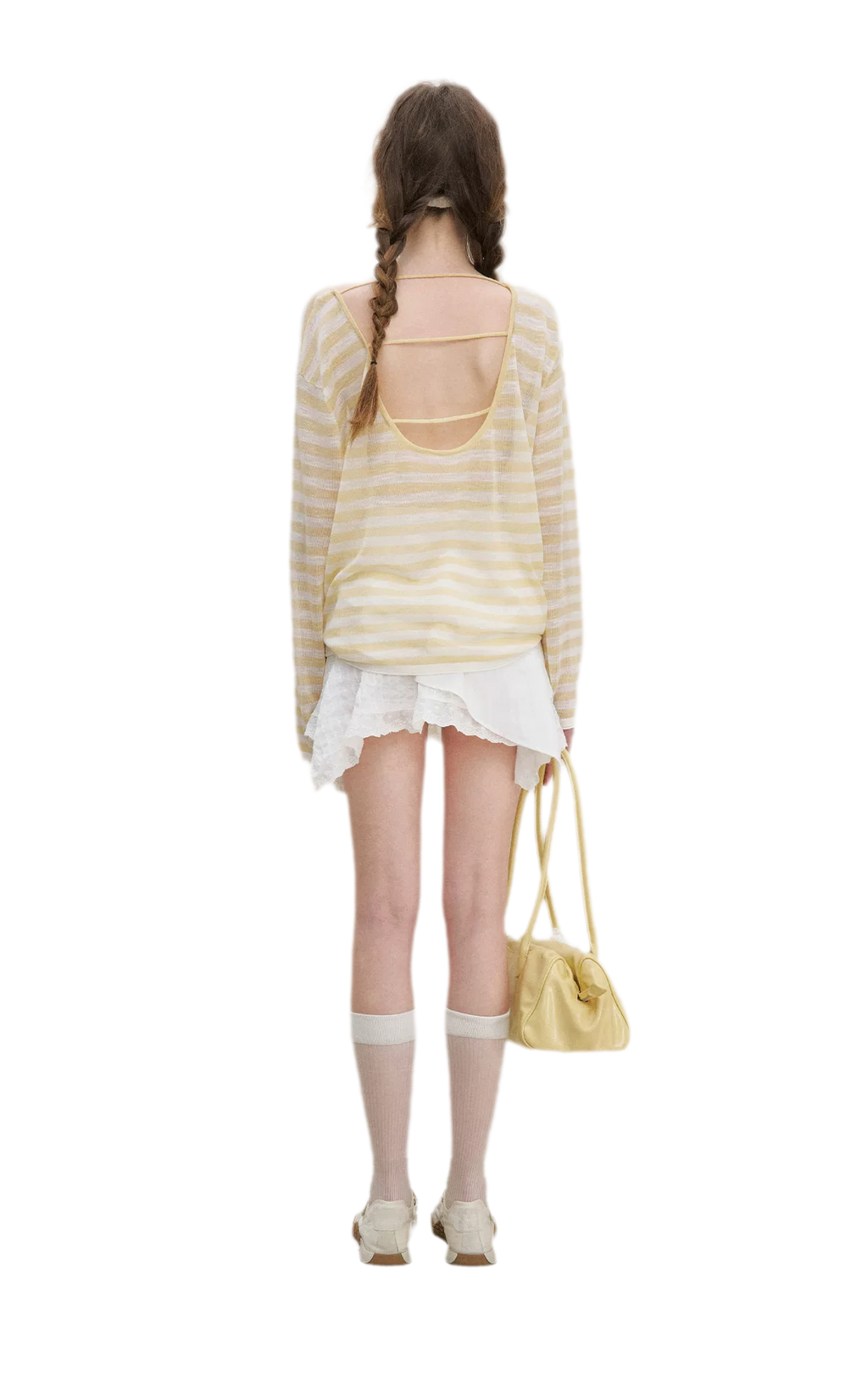 Striped Open-Back Cardigan