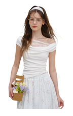 Asymmetric Lace Short Sleeve T-Shirt
