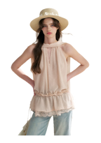 Chiffon Lace Halter V-Neck Blouse