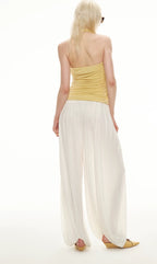 Modal Draped Halter Top with Pearl Neckline