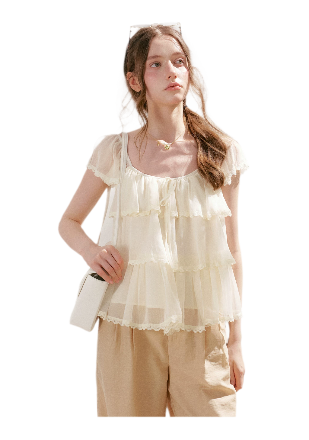 Tiered Ruffle Chiffon Blouse