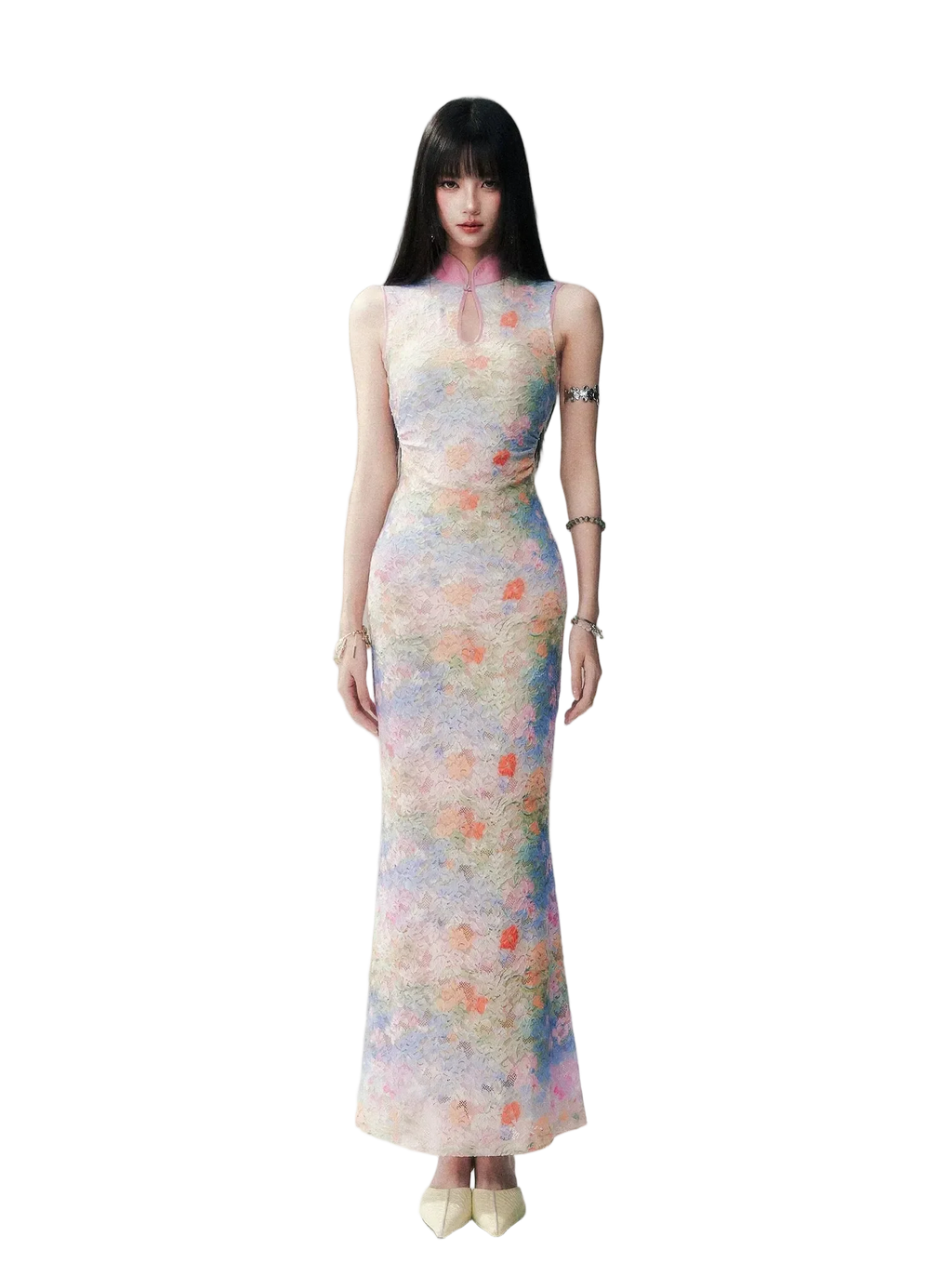 Spring Oil Painting Qipao Dress