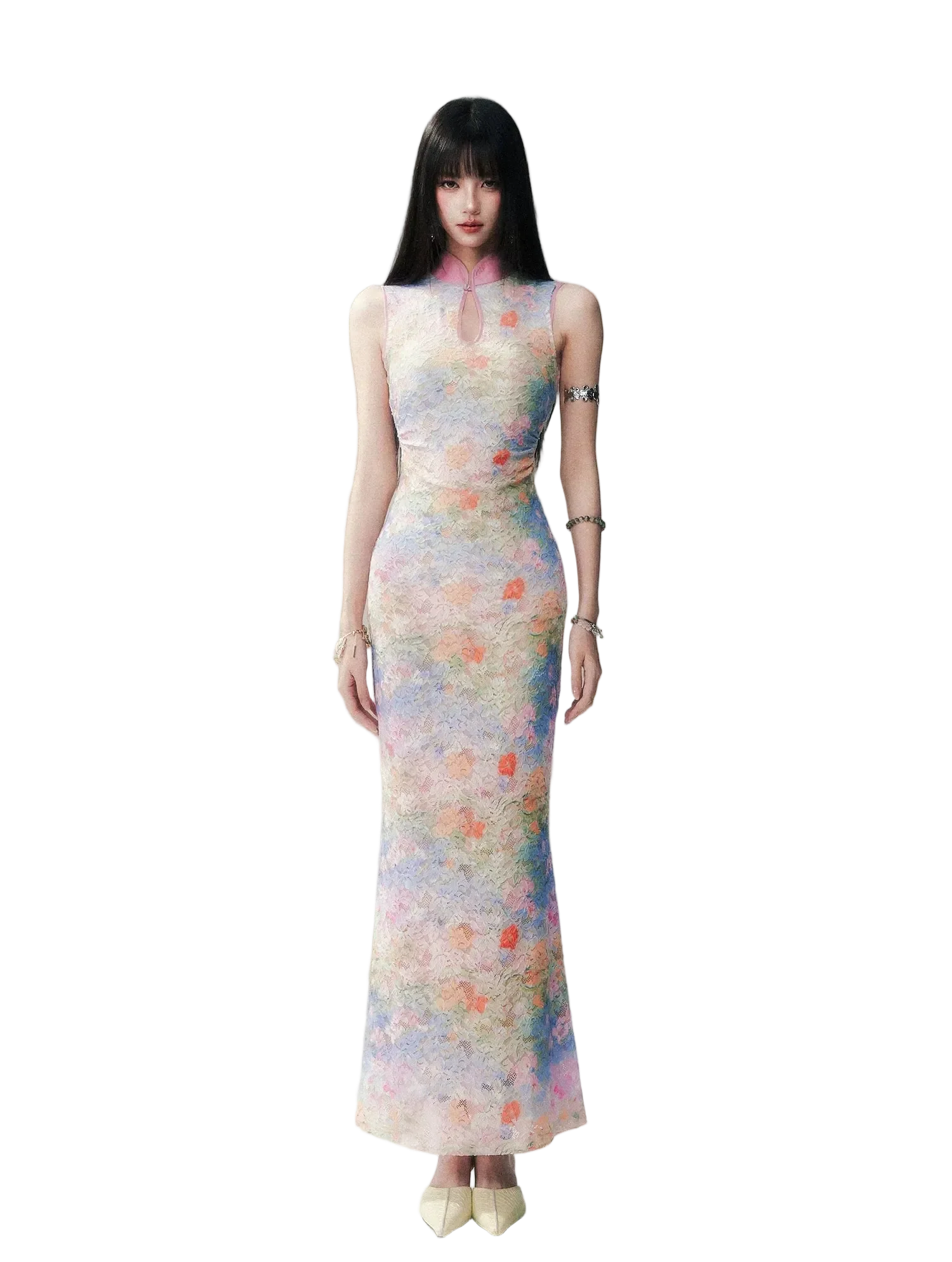 Spring Oil Painting Qipao Dress