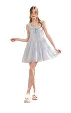 Tencel Embroidered Ruffle A-line Dress