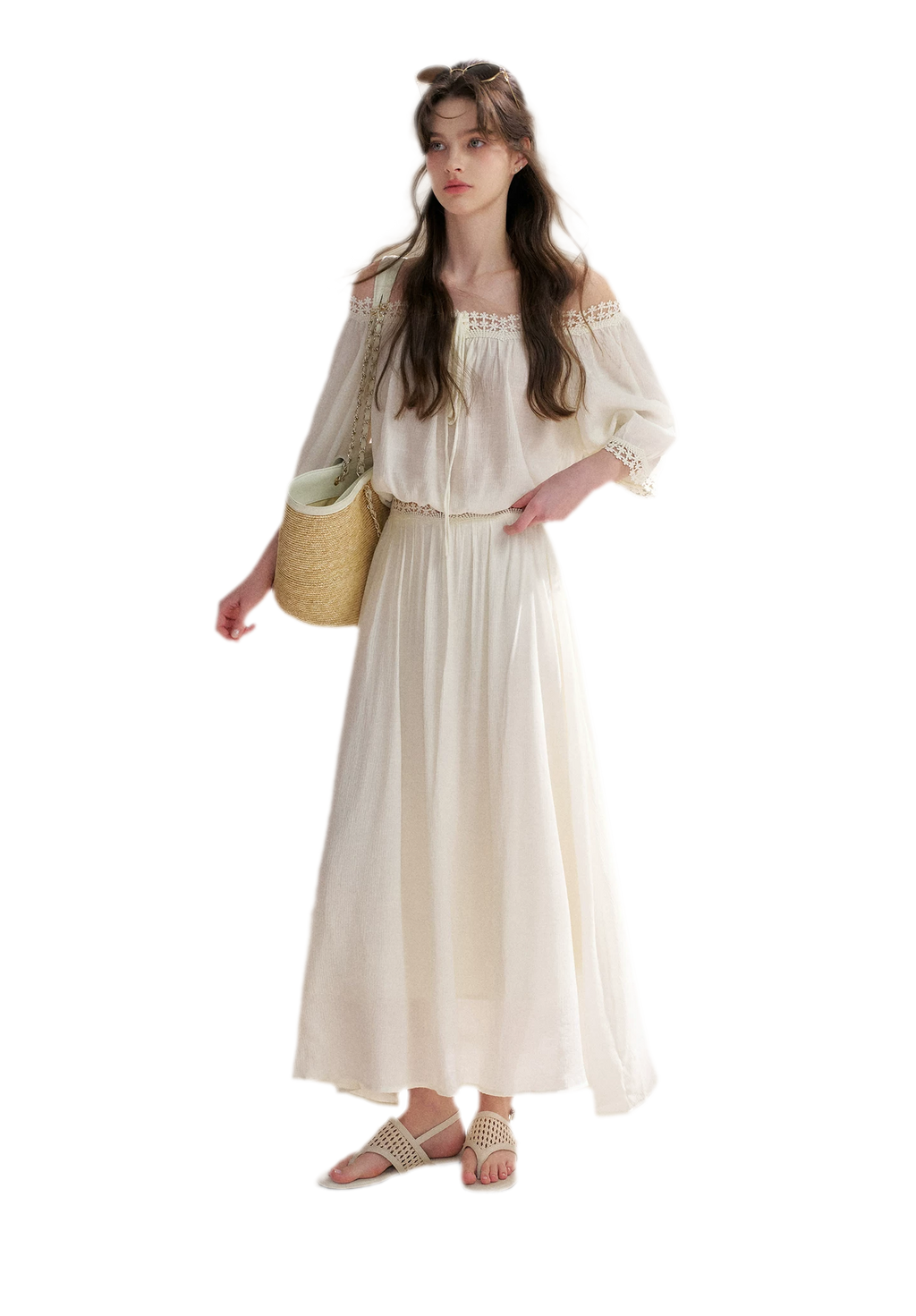 Lace Off-Shoulder Top & Skirt Set