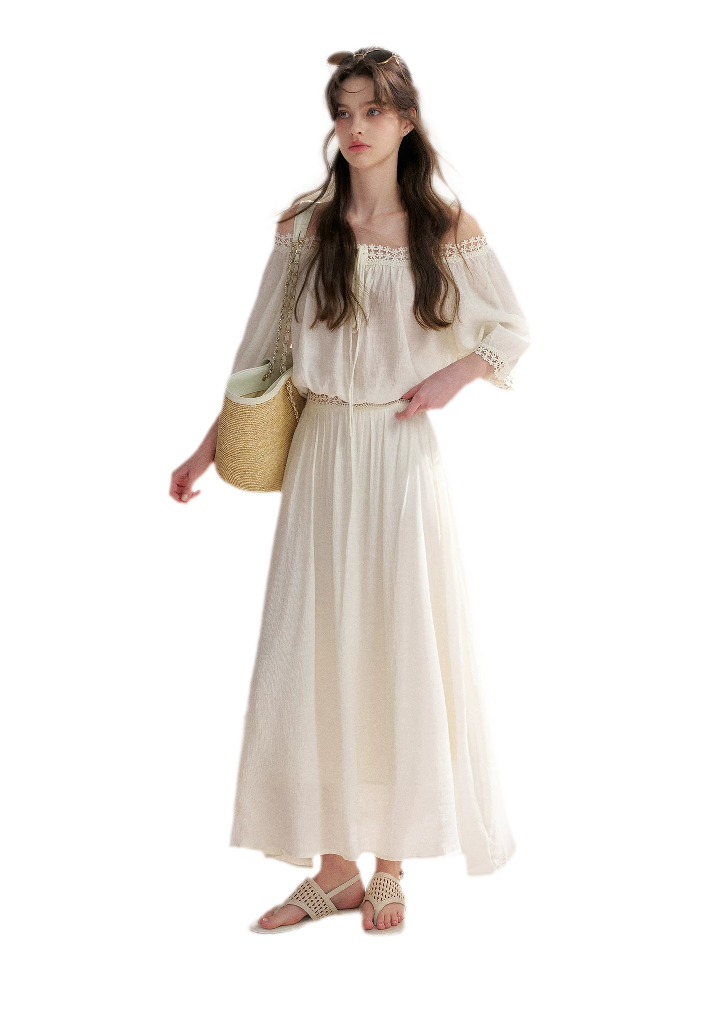 Lace Off-Shoulder Top & Skirt Set