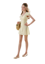Lace V-Neck Short Sleeve A-Line Dress