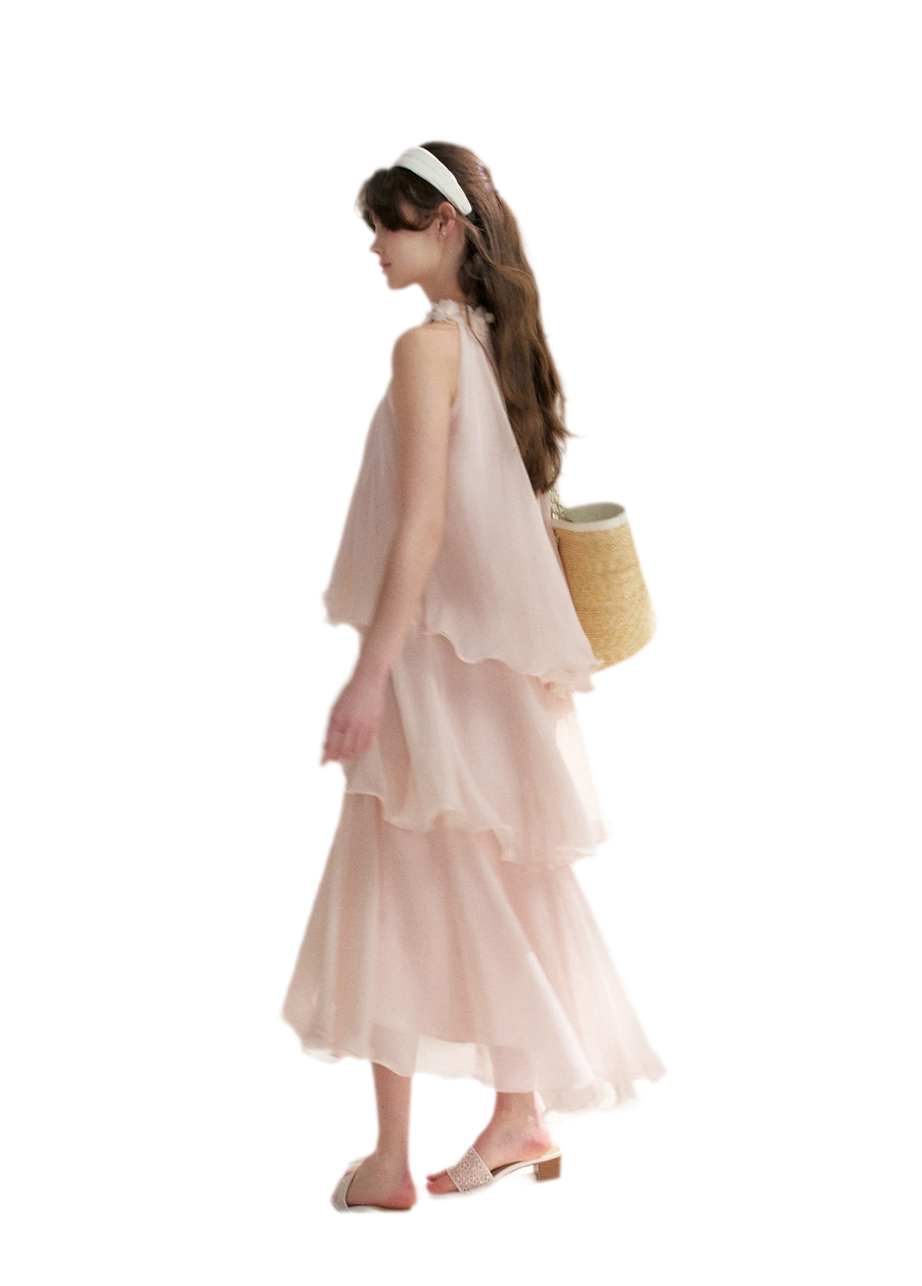 Chiffon Floral Halter Long Dress