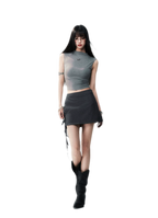 Grey Tie Low-Rise Skort