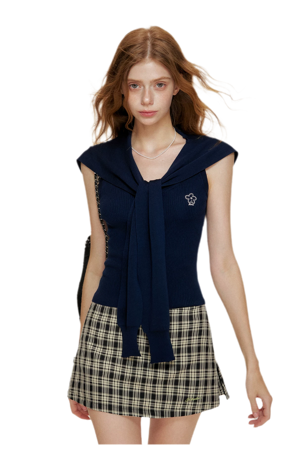 Soft Tencel Navy Shawl Tank