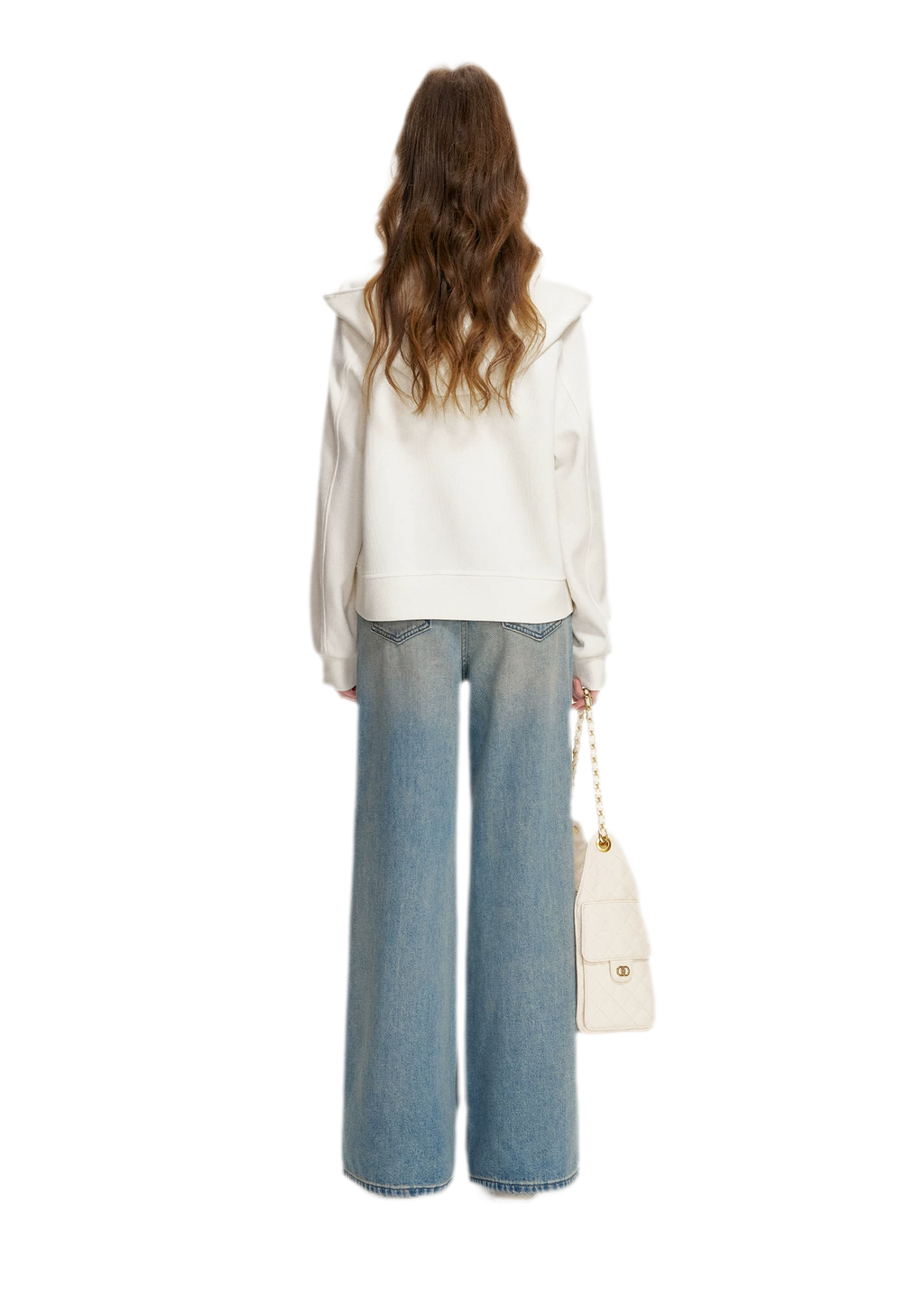 Lace-Trimmed Wide-Leg Denim Pants