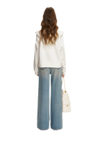 Lace-Trimmed Wide-Leg Denim Pants
