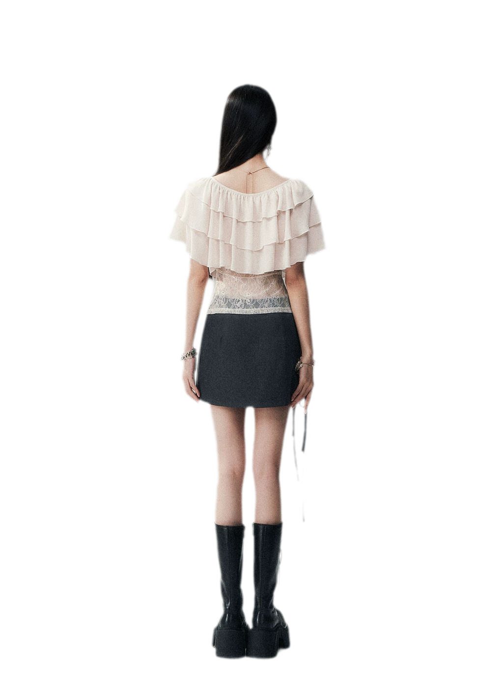 Milk Almond Ruffle Blouse
