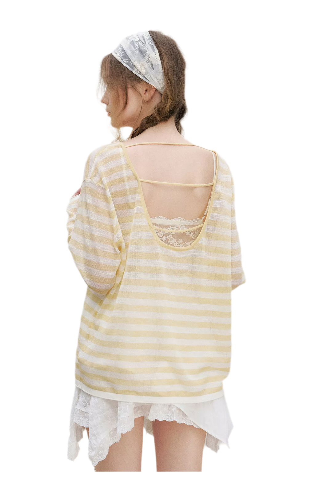 Striped Open-Back Cardigan