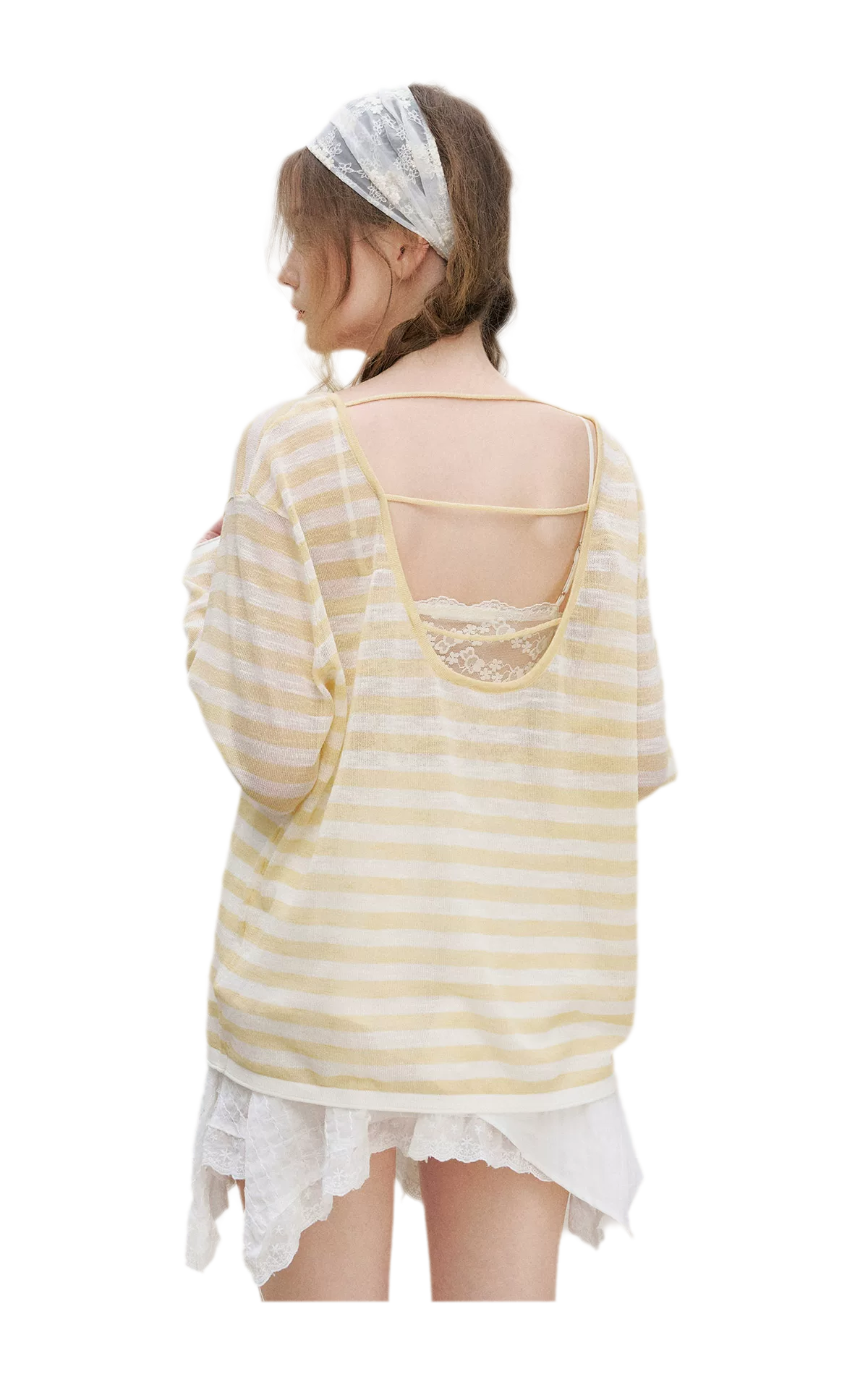 Striped Open-Back Cardigan