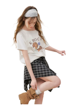 Asymmetric Lace Patchwork Plaid Skirt/Top