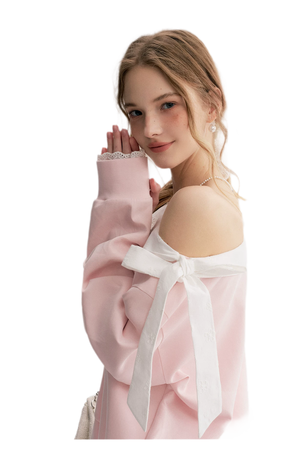 Balletcore Lace Collar Sweatshirt