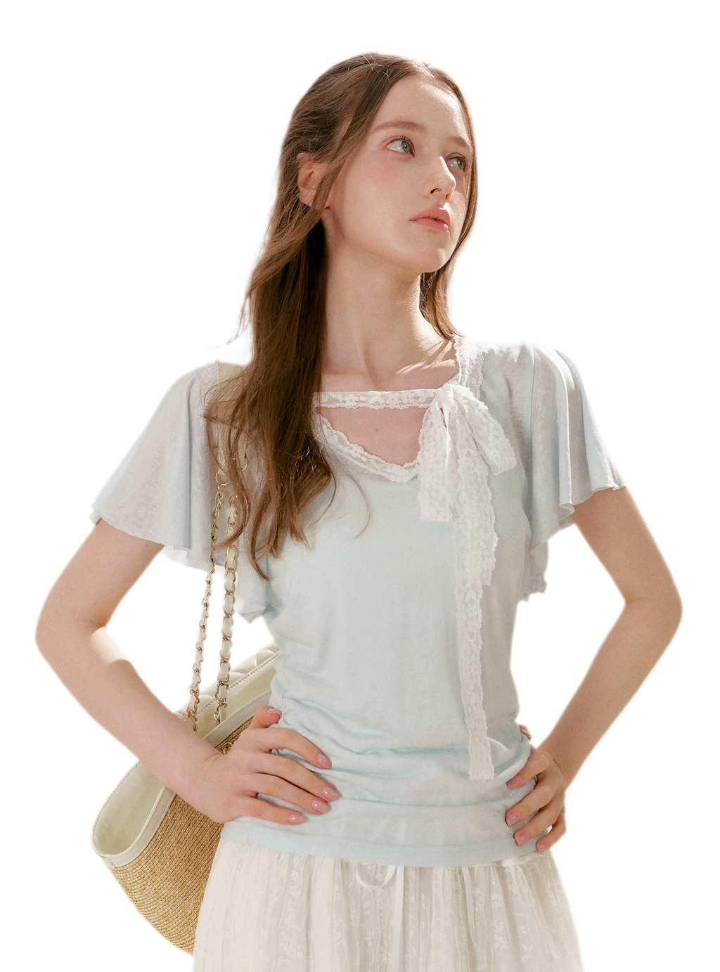 Snowflake Tencel Linen Lace T-shirt